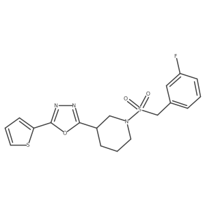 2-(1-((3-Fluorobenzyl)sulfonyl)piperidin-3-yl)-5-(thiophen-2-yl)-1,3,4-oxadiazole Structure
