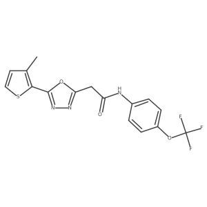 2-[5-(3-methylthiophen-2-yl)-1,3,4-oxadiazol-2-yl]-N-[4-(trifluoromethoxy)phenyl]acetamide结构式