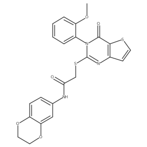N-(2,3-dihydro-1,4-benzodioxin-6-yl)-2-{[3-(2-methoxyphenyl)-4-oxo-3,4-dihydrothieno[3,2-d]pyrimidin-2-yl]sulfanyl}acetamide结构式