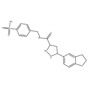 5-(2,3-dihydro-1-benzofuran-5-yl)-N-[(4-sulfamoylphenyl)methyl]pyrazolidine-3-carboxamide Structure