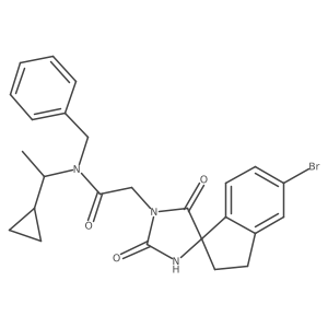 5a(2)-Bromo-N-(1-cyclopropylethyl)-2a(2),3a(2)-dihydro-2,5-dioxo-N-(phenylmethyl)spiro[imidazolidine-4,1a(2)-[1H]indene]-1-acetamide Structure