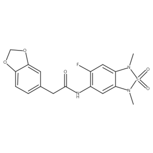 2-(benzo[d][1,3]dioxol-5-yl)-N-(6-fluoro-1,3-dimethyl-2,2-dioxido-1,3-dihydrobenzo[c][1,2,5]thiadiazol-5-yl)acetamide Structure