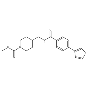 Methyl 4-((4-(thiophen-3-yl)benzamido)methyl)piperidine-1-carboxylate结构式