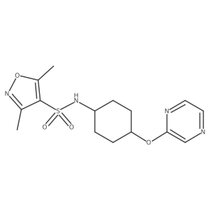 3,5-dimethyl-N-((1r,4r)-4-(pyrazin-2-yloxy)cyclohexyl)isoxazole-4-sulfonamide结构式