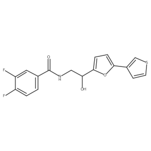 3,4-difluoro-N-(2-hydroxy-2-(5-(thiophen-3-yl)furan-2-yl)ethyl)benzamide结构式