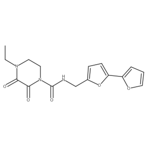 N-({[2,2'-bifuran]-5-yl}methyl)-4-ethyl-2,3-dioxopiperazine-1-carboxamide Structure