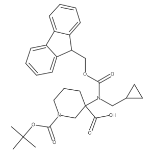1-[(tert-butoxy)carbonyl]-3-[(cyclopropylmethyl)({[(9H-fluoren-9-yl)methoxy]carbonyl})amino]piperidine-3-carboxylic acid结构式