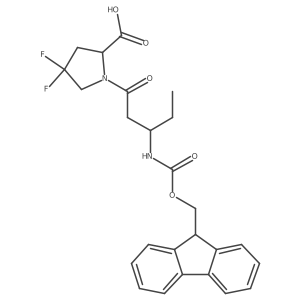 (2R)-1-[(3S)-3-({[(9H-fluoren-9-yl)methoxy]carbonyl}amino)pentanoyl]-4,4-difluoropyrrolidine-2-carboxylic acid结构式