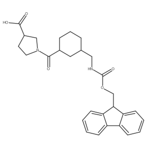 1-{3-[({[(9H-fluoren-9-yl)methoxy]carbonyl}amino)methyl]cyclohexanecarbonyl}pyrrolidine-3-carboxylic acid Structure