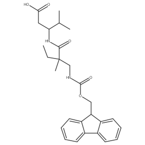 3-{2-[({[(9H-fluoren-9-yl)methoxy]carbonyl}amino)methyl]-2-methylbutanamido}-4-methylpentanoic acid结构式