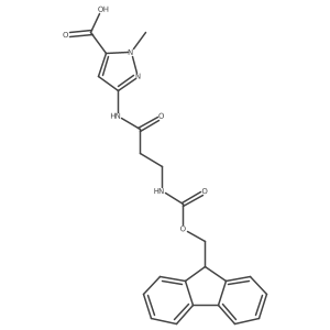 3-[3-({[(9H-fluoren-9-yl)methoxy]carbonyl}amino)propanamido]-1-methyl-1H-pyrazole-5-carboxylic acid Structure
