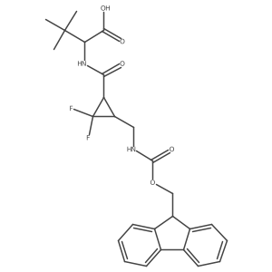 rac-2-{[(1R,3S)-3-[({[(9H-fluoren-9-yl)methoxy]carbonyl}amino)methyl]-2,2-difluorocyclopropyl]formamido}-3,3-dimethylbutanoic acid Structure