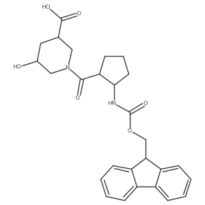 rac-1-[(1R,2S)-2-({[(9H-fluoren-9-yl)methoxy]carbonyl}amino)cyclopentanecarbonyl]-5-hydroxypiperidine-3-carboxylic acid Structure
