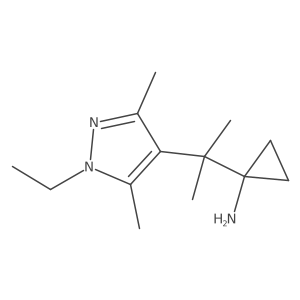 1-[2-(1-ethyl-3,5-dimethyl-1H-pyrazol-4-yl)propan-2-yl]cyclopropan-1-amine结构式