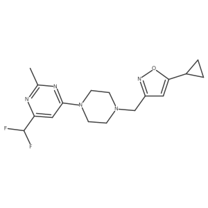 4-{4-[(5-Cyclopropyl-1,2-oxazol-3-yl)methyl]piperazin-1-yl}-6-(difluoromethyl)-2-methylpyrimidine结构式