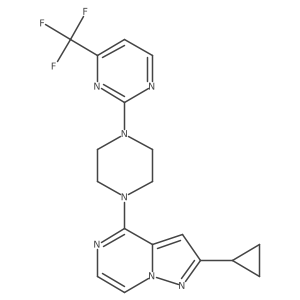2-(4-{2-Cyclopropylpyrazolo[1,5-a]pyrazin-4-yl}piperazin-1-yl)-4-(trifluoromethyl)pyrimidine Structure