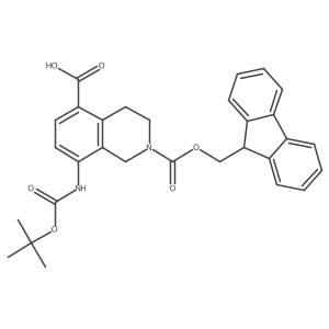 8-{[(tert-butoxy)carbonyl]amino}-2-{[(9H-fluoren-9-yl)methoxy]carbonyl}-1,2,3,4-tetrahydroisoquinoline-5-carboxylic acid结构式