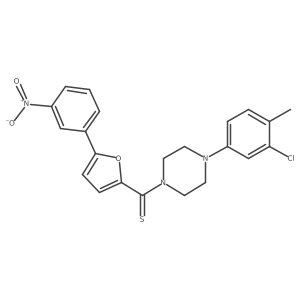 (4-(3-Chloro-4-methylphenyl)piperazin-1-yl)(5-(3-nitrophenyl)furan-2-yl)methanethione Structure