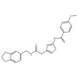 N-(4-(2-((benzo[d][1,3]dioxol-5-ylmethyl)amino)-2-oxoethyl)thiazol-2-yl)-4-methoxybenzamide结构式