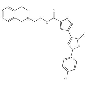 3-[1-(4-Chlorophenyl)-3-methyl-1H-pyrazol-4-YL]-N-[2-(1,2,3,4-tetrahydroisoquinolin-2-YL)ethyl]-1,2,4-oxadiazole-5-carboxamide结构式