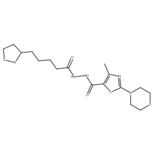 5-(1,2-dithiolan-3-yl)-N'-[4-methyl-2-(morpholin-4-yl)-1,3-thiazole-5-carbonyl]pentanehydrazide结构式