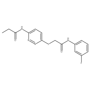 N-(6-((2-((3-fluorophenyl)amino)-2-oxoethyl)thio)pyridazin-3-yl)propionamide Structure