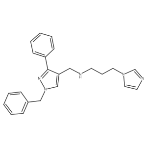 N-((1-Benzyl-3-phenyl-1H-pyrazol-4-yl)methyl)-3-(1H-imidazol-1-yl)propan-1-amine结构式