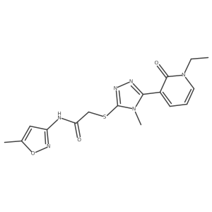 2-((5-(1-ethyl-2-oxo-1,2-dihydropyridin-3-yl)-4-methyl-4H-1,2,4-triazol-3-yl)thio)-N-(5-methylisoxazol-3-yl)acetamide Structure