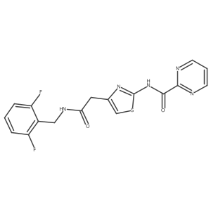 N-(4-(2-((2,6-difluorobenzyl)amino)-2-oxoethyl)thiazol-2-yl)pyrimidine-2-carboxamide结构式