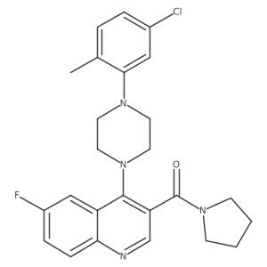 (4-(4-(5-Chloro-2-methylphenyl)piperazin-1-yl)-6-fluoroquinolin-3-yl)(pyrrolidin-1-yl)methanone结构式