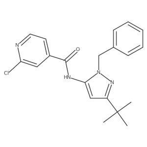 N-(1-benzyl-3-tert-butyl-1H-pyrazol-5-yl)-2-chloropyridine-4-carboxamide结构式