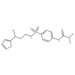 N-(4-(N-(3-hydroxy-3-(thiophen-2-yl)propyl)sulfamoyl)phenyl)isobutyramide结构式