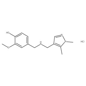4-[[(1,5-Dimethylpyrazol-4-yl)methylamino]methyl]-2-methoxyphenol;hydrochloride Structure
