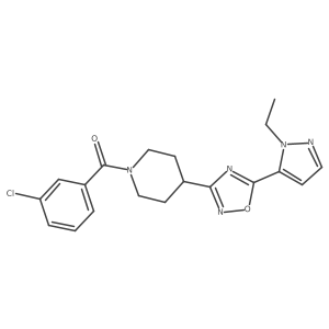 (3-chlorophenyl)(4-(5-(1-ethyl-1H-pyrazol-5-yl)-1,2,4-oxadiazol-3-yl)piperidin-1-yl)methanone Structure