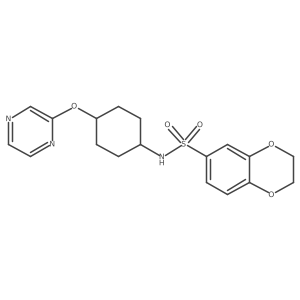 N-((1r,4r)-4-(pyrazin-2-yloxy)cyclohexyl)-2,3-dihydrobenzo[b][1,4]dioxine-6-sulfonamide结构式