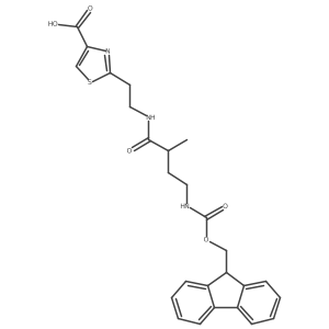 2-{2-[4-({[(9H-fluoren-9-yl)methoxy]carbonyl}amino)-2-methylbutanamido]ethyl}-1,3-thiazole-4-carboxylic acid Structure