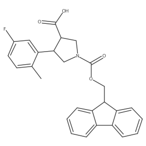 rac-(3R,4S)-1-{[(9H-fluoren-9-yl)methoxy]carbonyl}-4-(5-fluoro-2-methylphenyl)pyrrolidine-3-carboxylic acid结构式