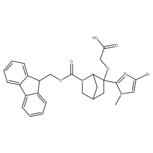 2-{[6-(4-bromo-1-methyl-1H-imidazol-2-yl)-2-{[(9H-fluoren-9-yl)methoxy]carbonyl}-2-azabicyclo[2.2.1]heptan-6-yl]oxy}acetic acid结构式