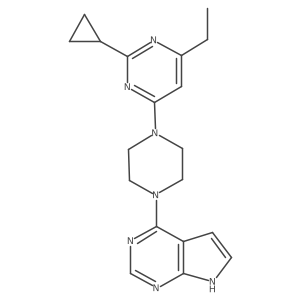 2-cyclopropyl-4-ethyl-6-(4-{7H-pyrrolo[2,3-d]pyrimidin-4-yl}piperazin-1-yl)pyrimidine Structure