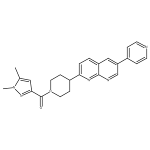 2-[1-(1,5-dimethyl-1H-pyrazole-3-carbonyl)piperidin-4-yl]-6-(pyridin-4-yl)-1,8-naphthyridine结构式