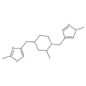 2-methyl-4-[(2-methyl-1,3-oxazol-4-yl)methyl]-1-[(1-methyl-1H-pyrazol-4-yl)methyl]piperazine结构式