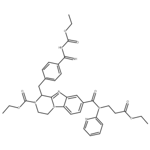 ethyl 1-[[4-(N-ethoxycarbonylcarbamimidoyl)phenyl]methyl]-8-[(3-ethoxy-3-oxopropyl)-pyridin-2-ylcarbamoyl]-3,4-dihydro-1H-pyrazino[1,2-a]benzimidazole-2-carboxylate Structure