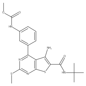 Methyl (3-(5-amino-6-(tert-butylcarbamoyl)-2-(methylthio)thieno[2,3-d]pyrimidin-4-yl)phenyl)carbamate Structure