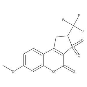 7-Methoxy-2-(trifluoromethyl)-1,2-dihydro-4H-thieno[2,3-c]chromen-4-one 3,3-dioxide Structure