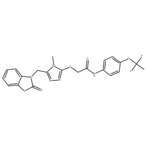2-((4-methyl-5-((2-oxobenzo[d]thiazol-3(2H)-yl)methyl)-4H-1,2,4-triazol-3-yl)thio)-N-(4-(trifluoromethoxy)phenyl)acetamide结构式
