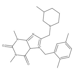 7-[(2,5-dimethylphenyl)methyl]-1,3-dimethyl-8-[(3-methylpiperidin-1-yl)methyl]-5H-purin-7-ium-2,6-dione Structure
