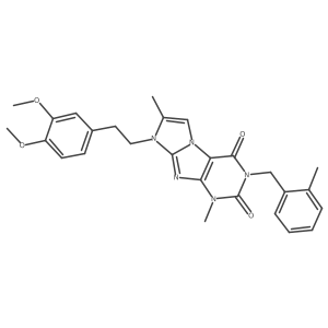 8-(3,4-dimethoxyphenethyl)-1,7-dimethyl-3-(2-methylbenzyl)-1H-imidazo[2,1-f]purine-2,4(3H,8H)-dione结构式