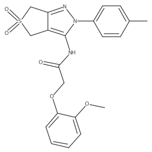 2-(2-methoxyphenoxy)-N-[2-(4-methylphenyl)-5,5-dioxo-2H,4H,6H-5lambda6-thieno[3,4-c]pyrazol-3-yl]acetamide结构式