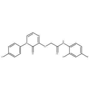 N-(2,4-difluorophenyl)-2-((4-(4-fluorophenyl)-3-oxo-3,4-dihydropyrazin-2-yl)thio)acetamide结构式