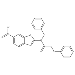 N-(6-nitrobenzo[d]thiazol-2-yl)-2-(phenylthio)-N-(pyridin-3-ylmethyl)acetamide结构式